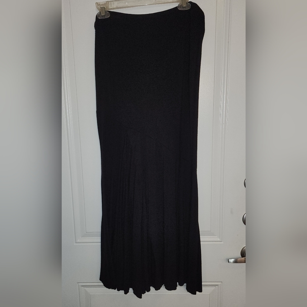 Jason Maxwell Black Maxi Skirt with Diagonal Seams, Size XL